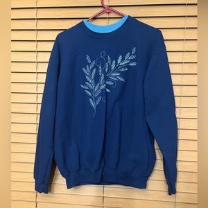 Navy and blue embroidered vintage grandma sweatshirt sweater crewneck graphic